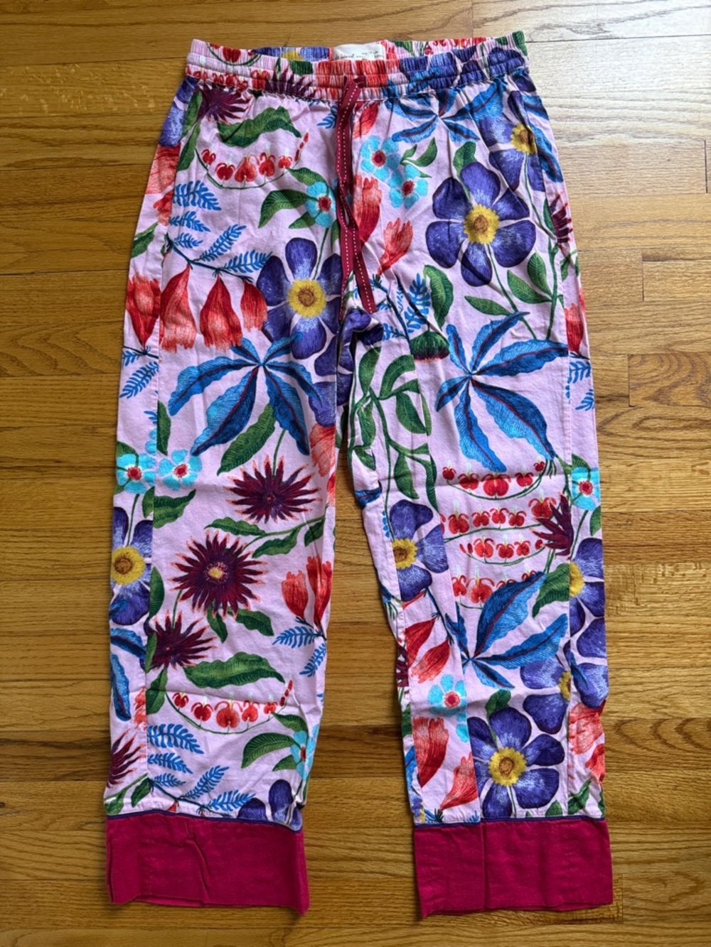 Anthropologie Rosa de Weerd Floral Flannel Pajama Pants Pink Multicolor Size S